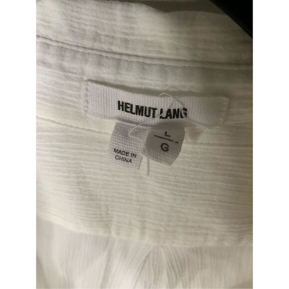 HELMUT LANG Women's MIST CRINKLE COTTON Belted Tunic Top OPTIC WHITE Large - Picture 4 of 8